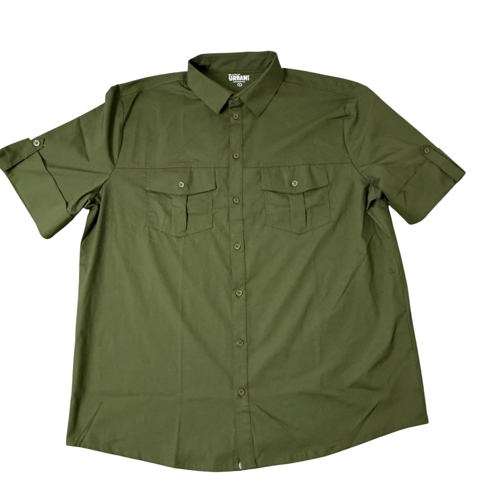 Chef‎ Works Urban Collection Mens XL Olive Green Short Sleeve Utility Work Shirt